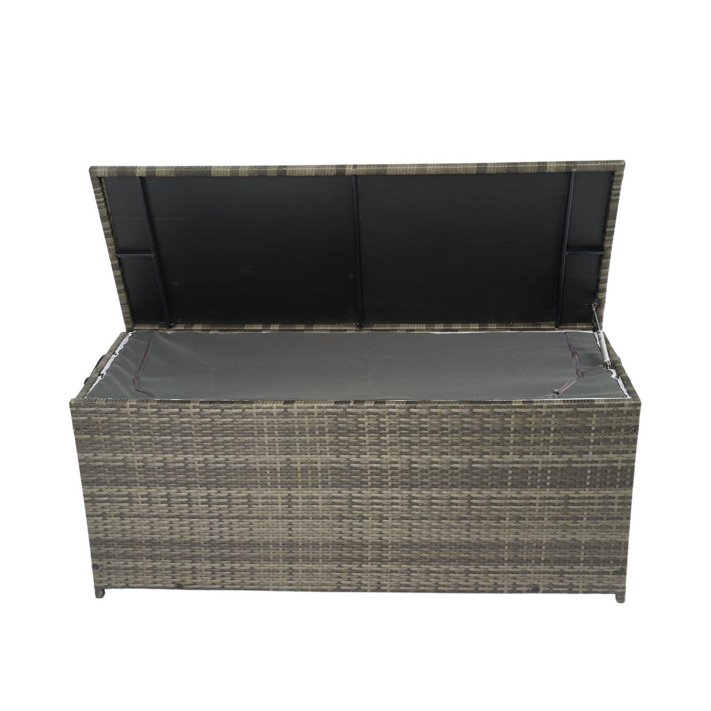 Outdoor Storage Box, 113 Gallon Wicker Patio Deck Boxes with Lid, Outdoor Cushion Storage for Kids Toys, Pillows, Towel Grey Wicker