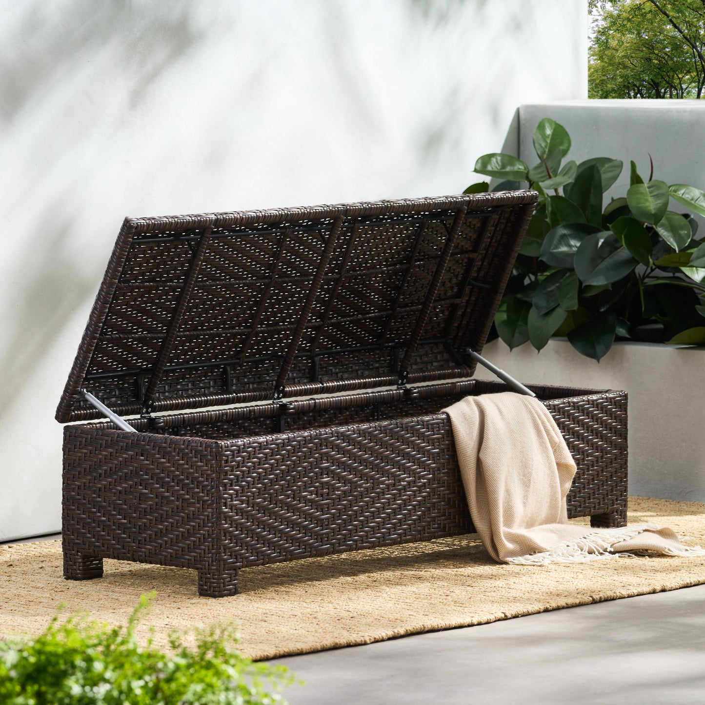 SANTIAGO PE WICKER STORAGE BENCH