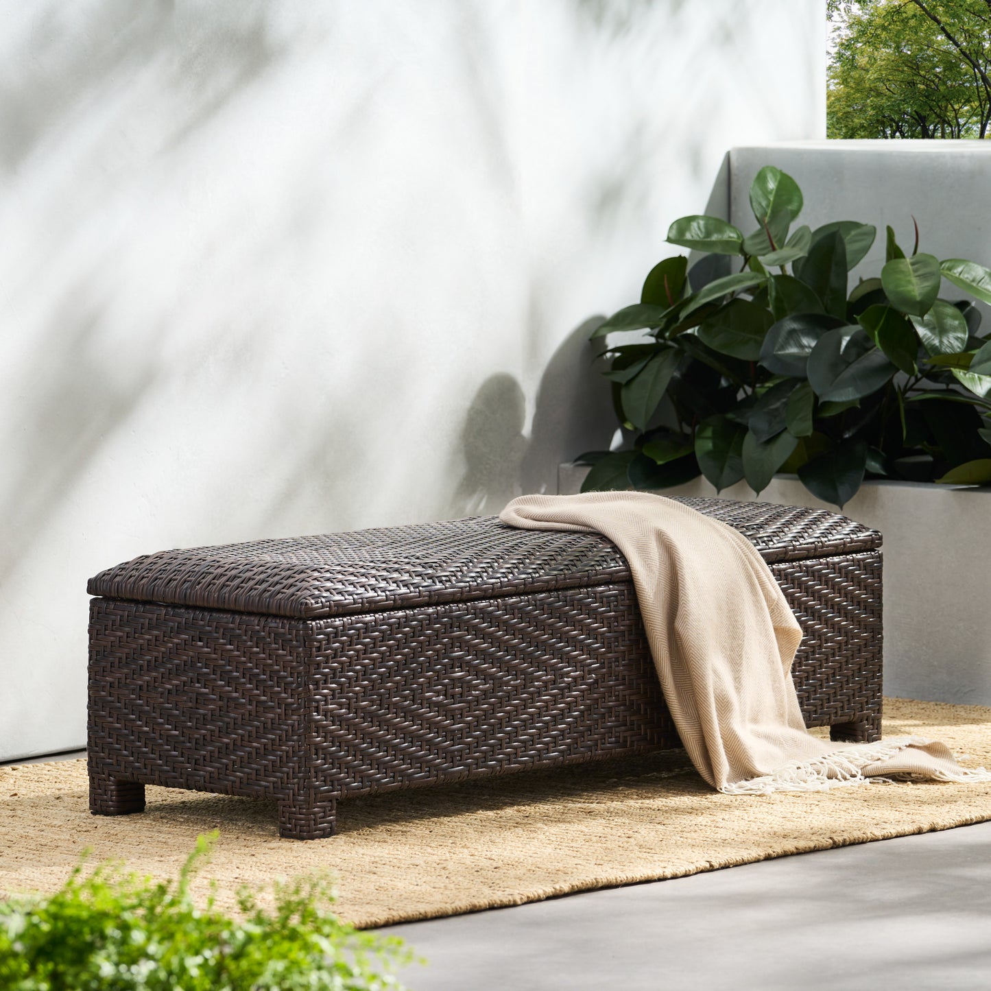 SANTIAGO PE WICKER STORAGE BENCH