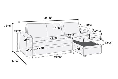 Living Room Furniture Convertible Sectional Blue Grey Color Polyfiber Reversible Chaise Storage Sofa Pull Out bed Couch