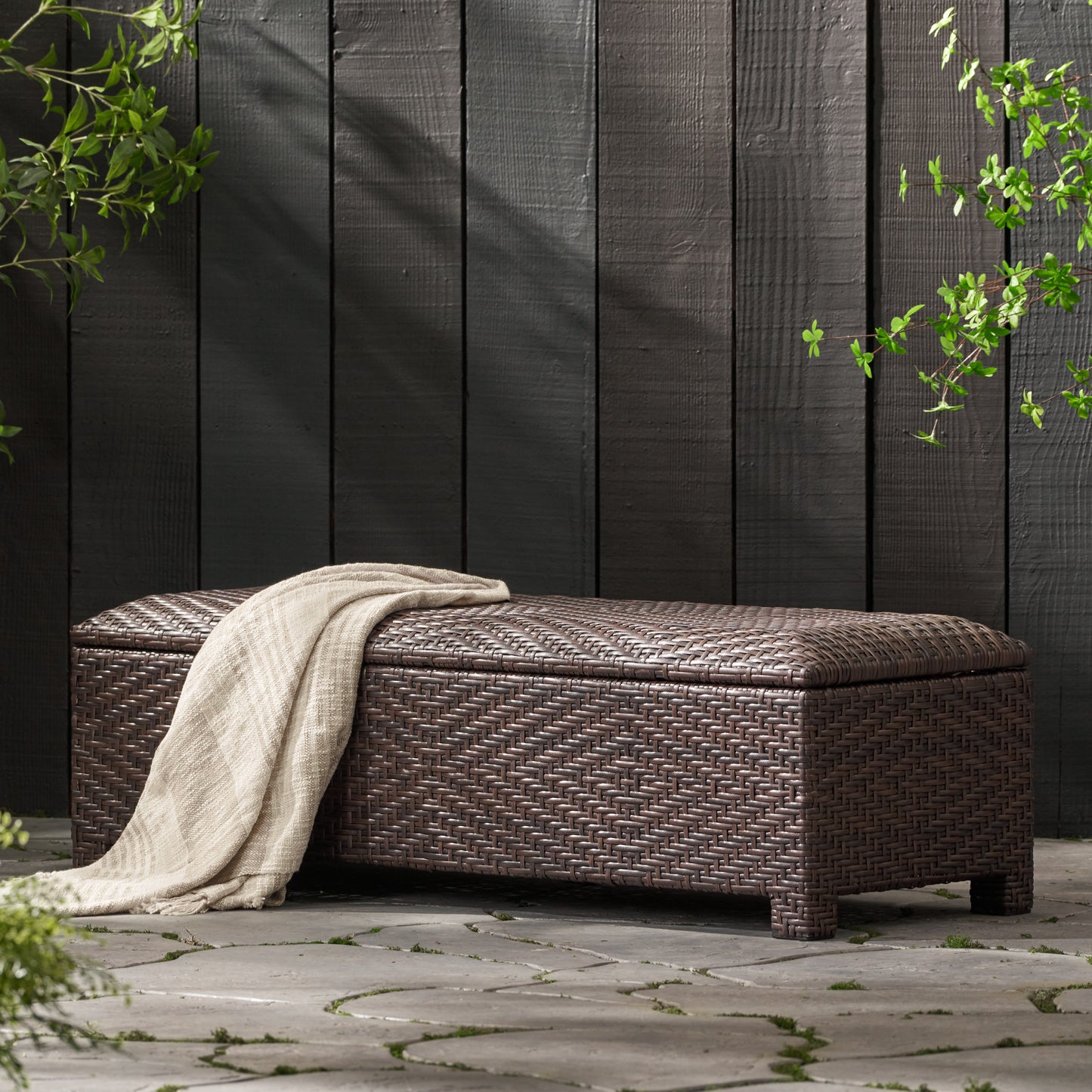 SANTIAGO PE WICKER STORAGE BENCH