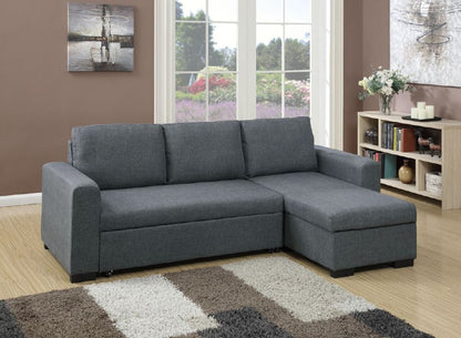 Living Room Furniture Convertible Sectional Blue Grey Color Polyfiber Reversible Chaise Storage Sofa Pull Out bed Couch