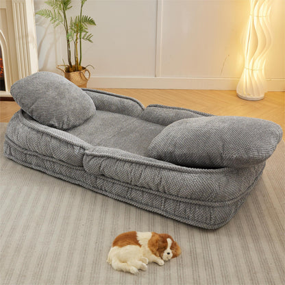 Human Dog Bed ,Lazy Sofa Couch ,5 Adjustable Position,sit,sleep,fold,suit to put in bedroom, living room ,Space Saving Design,Gray