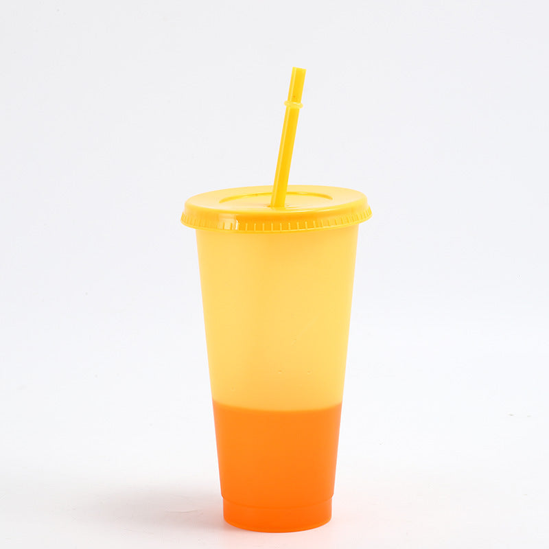 700ml Factory direct sales temperature sensitive cold color changing cup large capacity pp plastic straw cup fashionable water cup wholesale can add logo