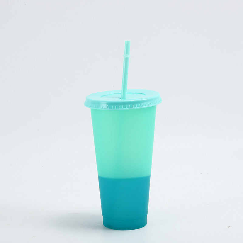 700ml Factory direct sales temperature sensitive cold color changing cup large capacity pp plastic straw cup fashionable water cup wholesale can add logo