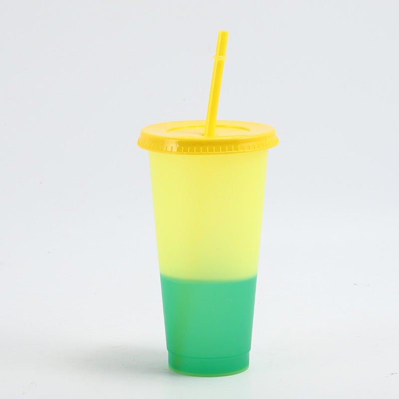 700ml Factory direct sales temperature sensitive cold color changing cup large capacity pp plastic straw cup fashionable water cup wholesale can add logo