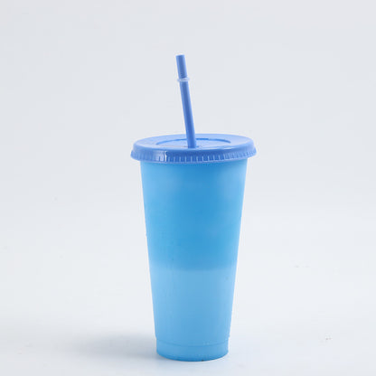 700ml Factory direct sales temperature sensitive cold color changing cup large capacity pp plastic straw cup fashionable water cup wholesale can add logo