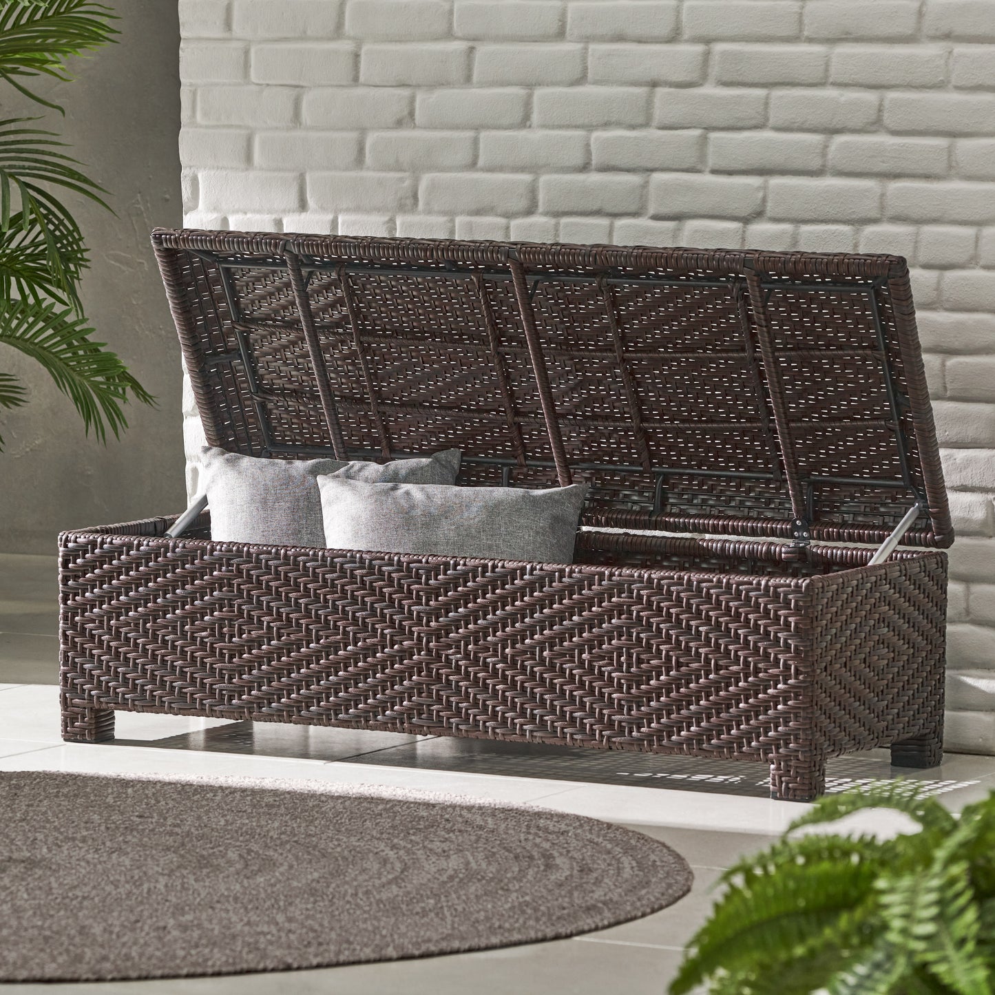 SANTIAGO PE WICKER STORAGE BENCH