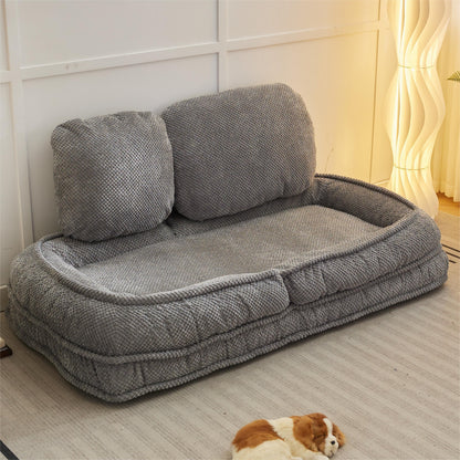 Human Dog Bed ,Lazy Sofa Couch ,5 Adjustable Position,sit,sleep,fold,suit to put in bedroom, living room ,Space Saving Design,Gray