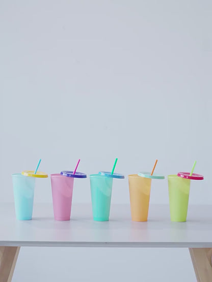 700ml Factory direct sales temperature sensitive cold color changing cup large capacity pp plastic straw cup fashionable water cup wholesale can add logo